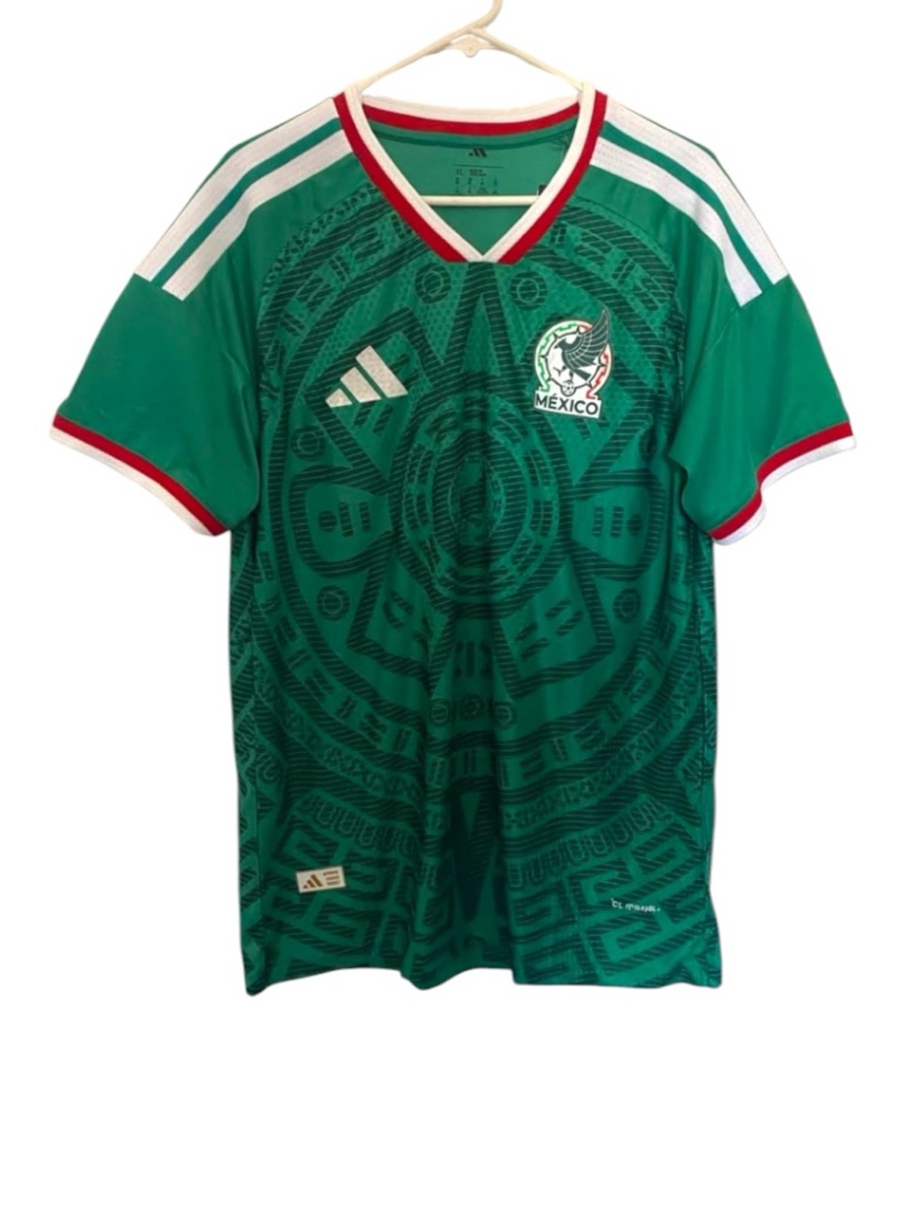 adidas Green Mexico Graphic Soccer Jersey with White & Red Trim